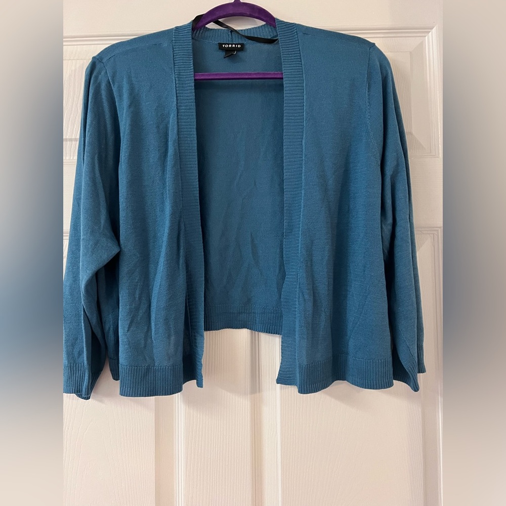 Torrid Blue Open-Front Cardigan Sweater